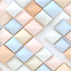 Modern seamless pattern of pastel colored cubes in geometric arrangement, creating soft and elegant visual effect. Ideal for backgrounds and design projects