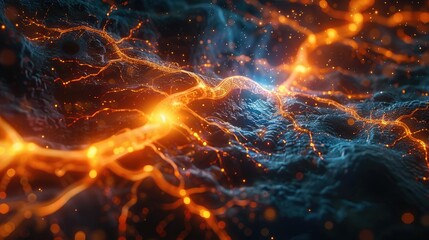 Poster - A vibrant abstract representation of neural connections with glowing elements.