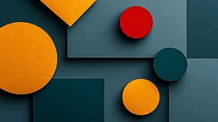Poster - Colorful Geometric Shapes Yellow, Red, Green, and Blue in Abstract Design