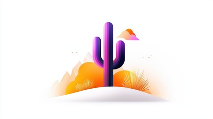 Poster - artistic cactus logo featuring abstract shapes and patterns, framed against a white background