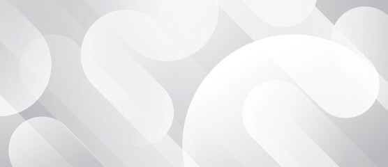 Fototapete - abstract geometric white and gray on light silver gradient background. white modern banner design.