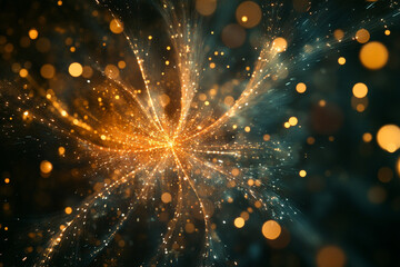 Poster - Colorful abstract background with glowing particles and light effects in a cosmic setting