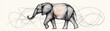 © Sumet - Artistic Line Drawing of an Elephant with Abstract Swirls, Perfect for Nature and Wildlife Themes in Graphic Design Projects