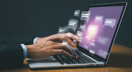 Online Communication Laptop Messaging Social Media Networking