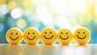 © jack - A reflective International Day of Happiness scene with smiling faces and happy gestures against a bright and cheerful background, macro shot, Minimalist style
