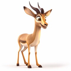 Wall Mural - antelope 3d cartoon isolated on a white background