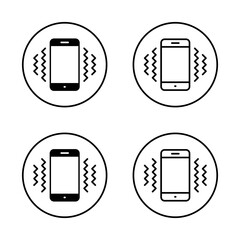 Poster - Phone vibration icon set on circle line. Cellphone vibrate sign symbol