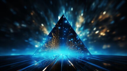 Wall Mural - A blue pyramid with a bright blue background