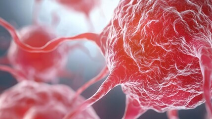 Aufkleber - Cancer cells concept. Detailed microscopic view of red blood cells under high magnification.