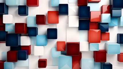 Wall Mural - a colorful wall made of blocks with a blue and white background