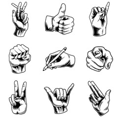 Wall Mural - cool hand gesture sticker with a white border design element set