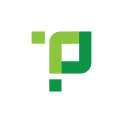 Poster - This is a logo design of an initial TP logo in green color in flat style on a white background