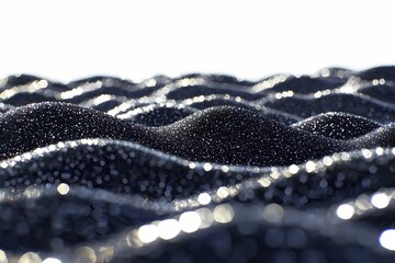 Wall Mural - Shimmering Black Sand Waves with Glimmering Light Reflections