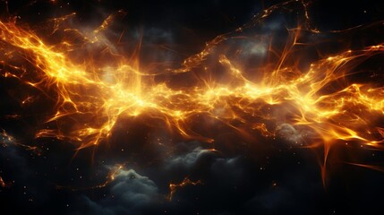 Wall Mural - A glowing, fiery line of light is shown in the dark background