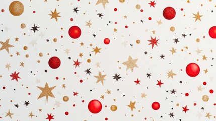 Poster - Sparkling Stars and Colorful Orbs on White Background Design