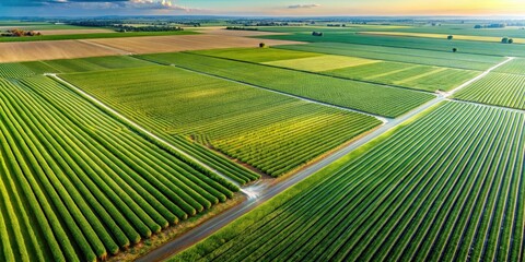 Wall Mural - aerial view of a sprawling landscape of irrigated corn fields with intricate irrigation systems , ag