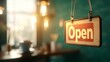 © ZeNDaY - Welcoming vintage open signboard cozy  interior warm lighting ambiance inviting atmosphere