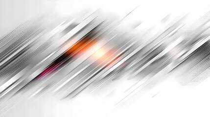 Poster - An abstract composition featuring dynamic diagonal lines in shades of gray and hints of orange, creating a sense of movement and energy against a soft, blurred background.
