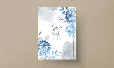 Wall Mural - luxury white blue floral wedding invitation card