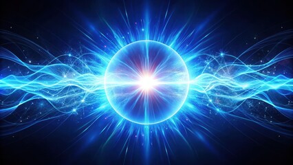 abstract glowing blue futuristic energy plasma wave with bright core