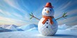 © Nasnunt - Cheerful low-poly snowman with carrot nose and twig arms , snowman, low-poly, cheerful, polygon, carrot nose, buttons