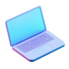 Poster - Computer laptop with a blue screen and a white keyboard