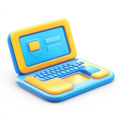 Poster - Computer with a yellow and blue keyboard