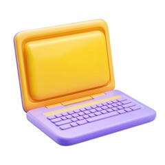 Poster - Computer with a yellow and purple keyboard