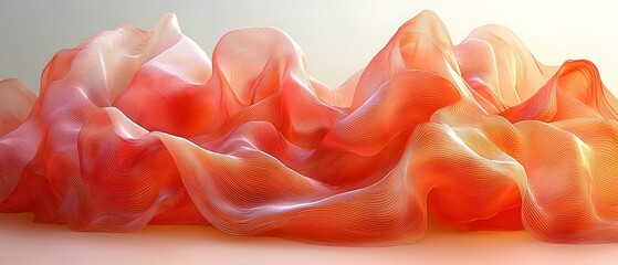Poster - A soft, flowing abstract fabric in warm tones of orange and pink, creating a serene and dynamic visual landscape that evokes a sense of calm and creativity.
