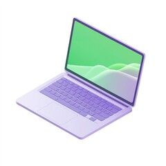Poster - Laptop with a green screen and a purple keyboard
