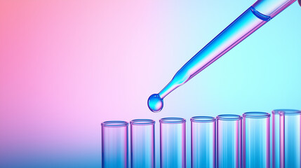 Aufkleber - Pipette dropping blue liquid into test tubes in laboratory setting