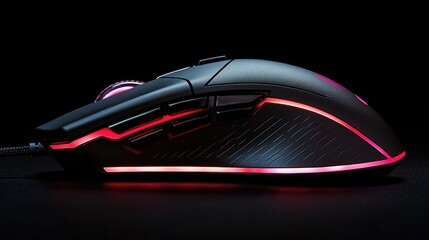 Poster - Close-up of an ergonomic mouse with a smooth finish and visible control buttons