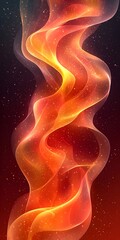 Poster - An abstract wave of vibrant orange and red hues flows gracefully against a dark backdrop, creating a sense of warmth and energy, perfect for digital backgrounds or art.