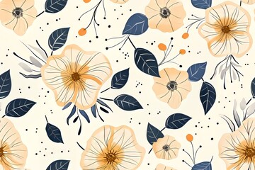 Naklejka na meble Delicate floral pattern featuring soft peach flowers and dark foliage.