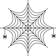 Spider Web Halloween Illustration on White Background. Isolated Vector
