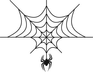 Spider Web Halloween Illustration on White Background. Isolated Vector