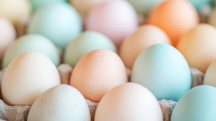 Sticker - Vibrant pastel colored Easter eggs sit neatly in a carton, perfect for decorating or hunting during spring celebrations