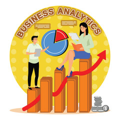 Poster - business analysis concept with chart, growth arrow and professional.