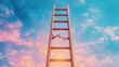 © Leninya - broken ladder stands against vibrant sky, symbolizing lost potential and unreachable goals. warm colors evoke sense of longing and reflection