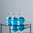 © Md Mojammel - Laboratory glassware with blue liquid, science laboratory research and development concept