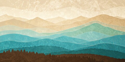 Poster - A mountain range with a blue sky in the background