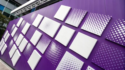 Poster - A wall of white and purple squares with a purple background