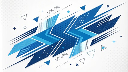 Poster - A blue and white abstract design with triangles and squares