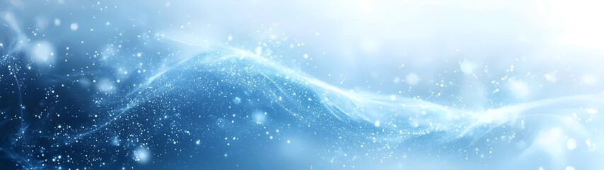 Poster - A breathtaking abstract background featuring ethereal blue waves and sparkling particles, creating a serene and dreamlike atmosphere perfect for various design uses.