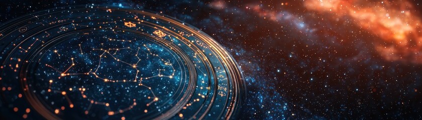 Poster - A stunning cosmic scene featuring a vibrant celestial sphere surrounded by stars and galaxies in a colorful, expansive universe.