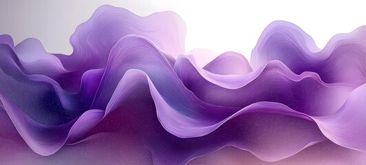Poster - An abstract wave-like formation in shades of purple and lavender, creating a fluid, ethereal atmosphere that evokes serenity and creativity.