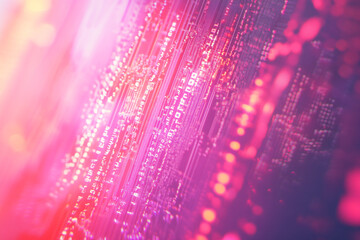 Poster - Colorful abstract digital background with glowing lines and binary data pattern