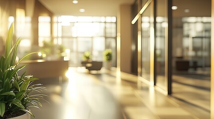 Wall Mural - a stylish modern office interior featuring a blurred background with natural light and open space, p