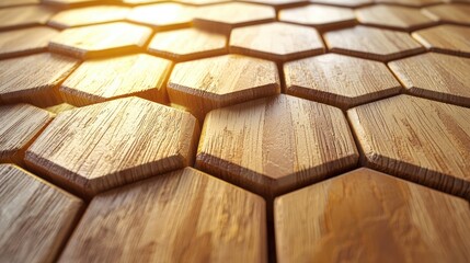 Aufkleber - Discover a smooth and inviting wooden texture featuring a honeycomb of hexagons perfect for backgrounds in modern design and creative projects. Ideal for showcasing warmt