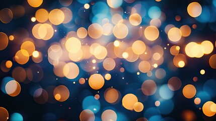 Aufkleber - Explore this captivating abstract background featuring glittering lights and mesmerizing bokeh effects in deep blue tones, perfect for creative projects and stunning visu